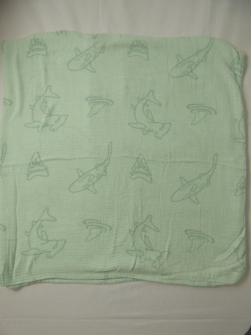 Coco Moon Hawaii Green Shark Muslin Swaddle Blanket